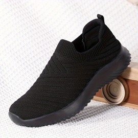 Ultra-Lightweight Womens Slip-On Running Shoes - Breathable Fabric, Cushioning Support, Comfortable Athletic Sneakers for Road Running and Casual Sports - All-Season, Solid Color, EVA Sole, Fabric Insole