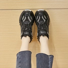Women's Fashion Trendy Foam Bottom Chunky Sneakers, Versatile Breathable Casual Shoes