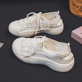 Women's Hollow-Out Sneakers, Summer Student Casual Shoes, Flat Slip-on, Breathable Mesh Trendy Fashion Versatile Footwear