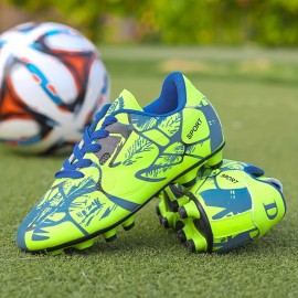 Mens Lightweight Plaid & Striped Non-Slip Football Cleats - Breathable, Comfy, Professional Soccer Shoes with EVA Insole, TPU Sole, Lace Closure for Training and Competition - All-Season, Casual, Sports Style
