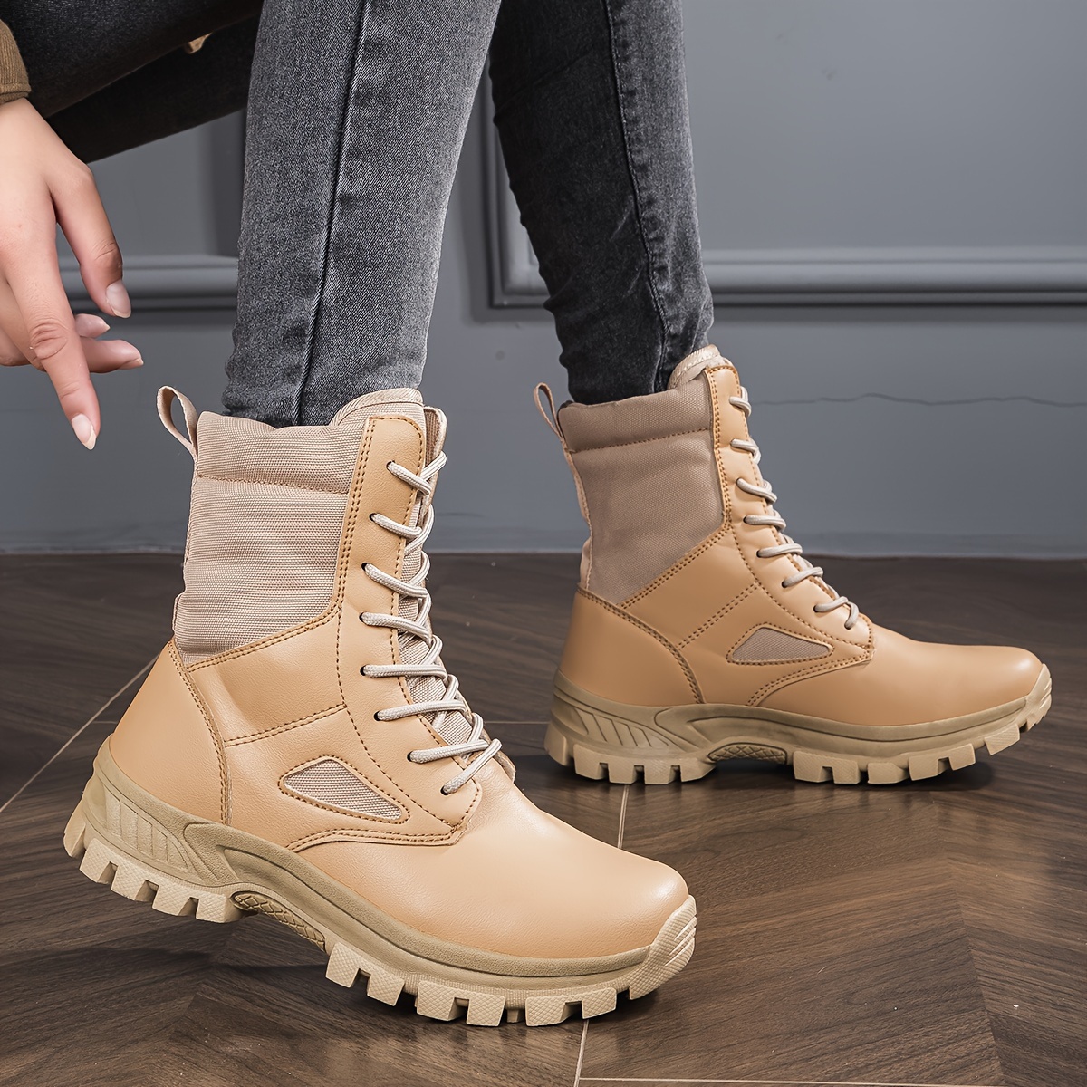 spring and autumn new high tube boots outdoor hiking and mountaineering boots today s best daily deals temu details 1